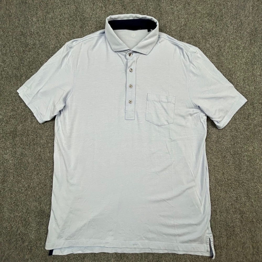 Greyson Polo Shirt Mens L Light Blue Pima Modal CGF Christian Patch Golfcore